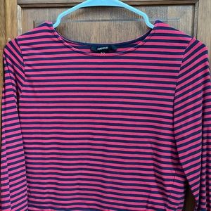 Forever 21 Cropped Striped Red & Blue Long-Sleeved Shirt Large